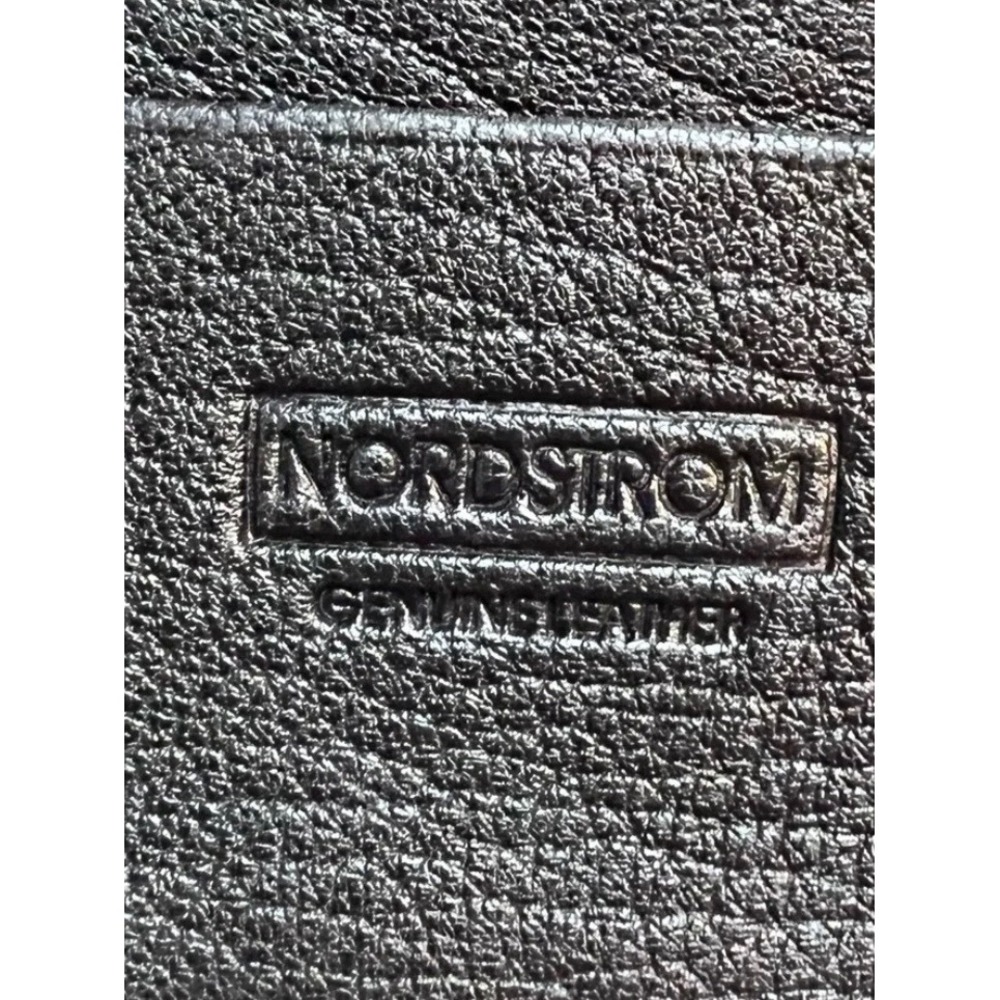 Nordstrom Black Pebbled Genuine Leather Long Tri-Fold Wallet with ID Window - Picture 4 of 5